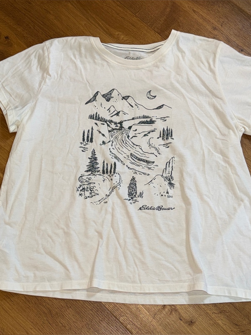 Eddie Bauer White Tee with Black Nature Sketch